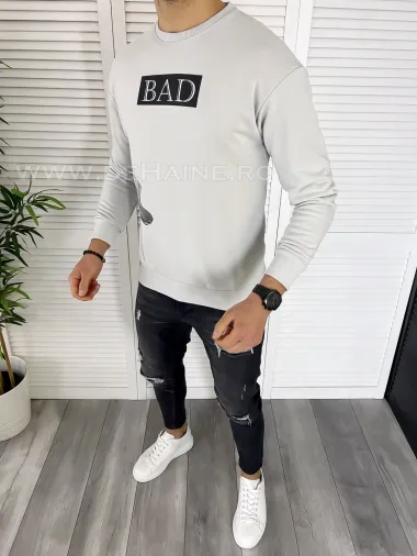 Bluza barbati gri cu imprimeu pe spate CU MIC DEFECT K141 24-3 